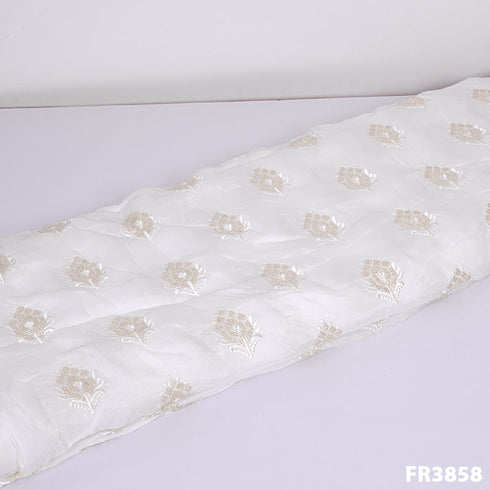 Dyeable Sequins Embroidered Chinnon Chiffon Fabric - FR3858