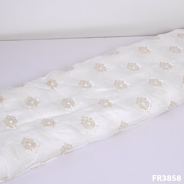 Dyeable Sequins Embroidered Chinnon Chiffon Fabric - FR3858