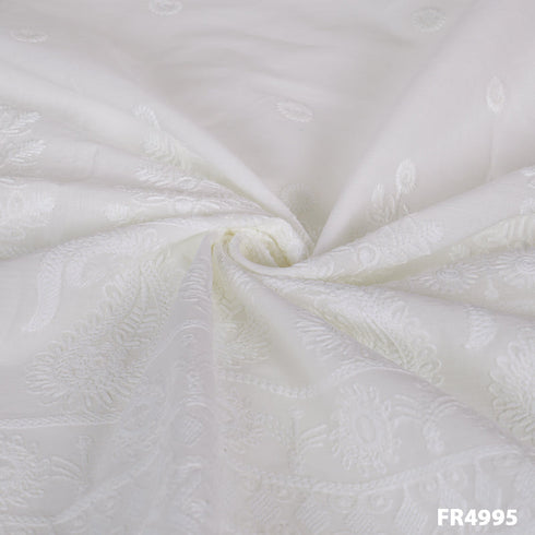Dyeable Embroidered Cotton Fabric-FR4995