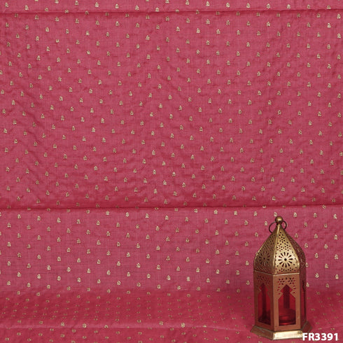 Embroidered Zari Pure Tussar Silk Fabric-FR3391