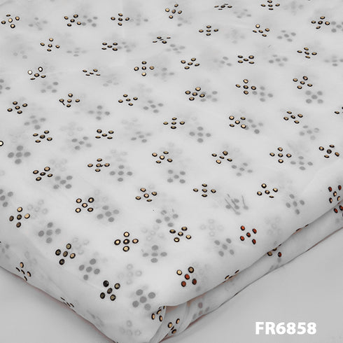 Dyeable Pasted Mukaish Georgette Fabric-FR6858