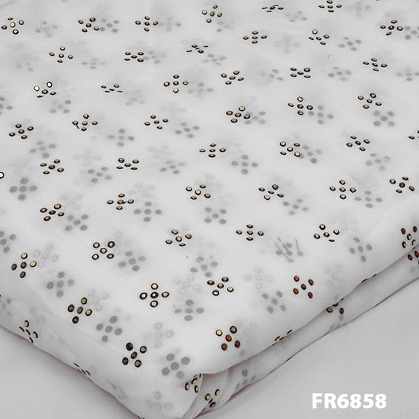 Dyeable Pasted Mukaish Georgette Fabric-FR6858