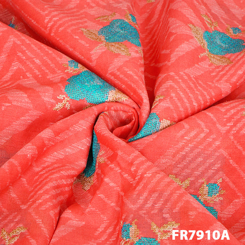 Embroidered Printed Chanderi Cotton Fabricroot-FR7910