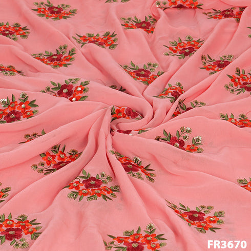 Embroidered Georgette Fabric-FR3670