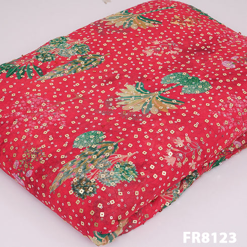 Sequins Printed Georgette Fabric-FR8123