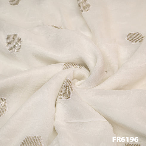 Dyeable Embroidered Sequins Chinon Chiffon Fabric-FR6196