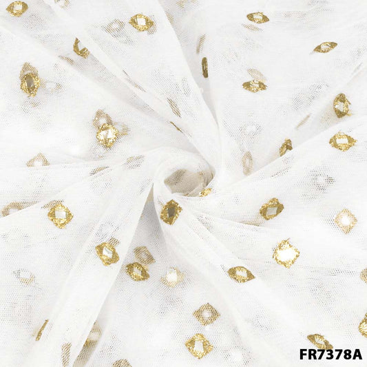 Dyeable Zari Faux Mirror Net FR7378