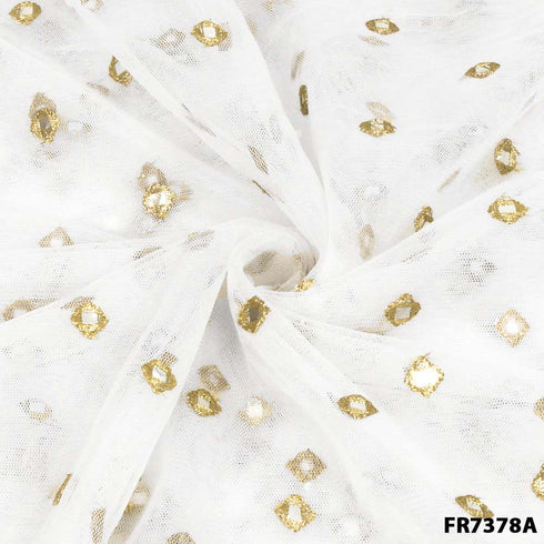 Dyeable Zari Faux Mirror Net FR7378