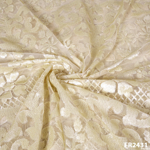 Embroidered Sequins Net Fabric - FR2431