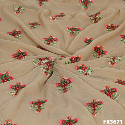 Embroidered Georgette Fabric-FR3671