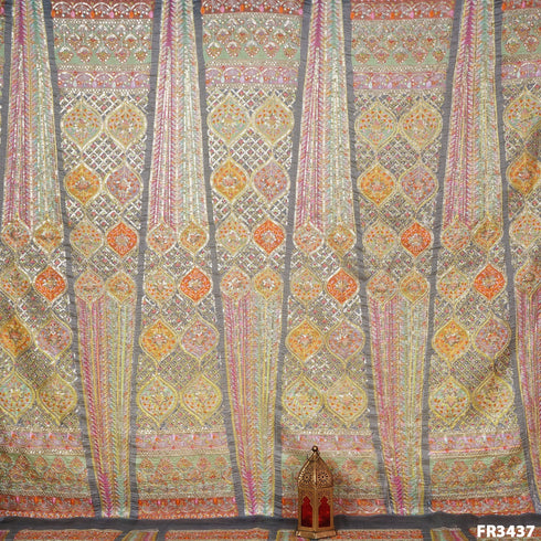 Embroidered Sequins Organza Fabric-FR3437