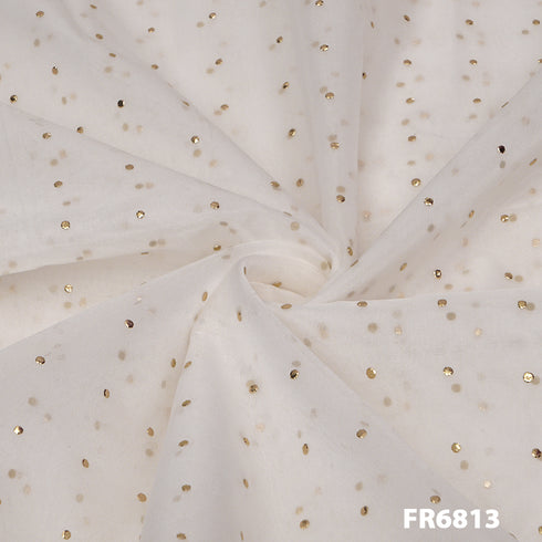 Dyeable Mukaish Organza Fabric-Fr6813