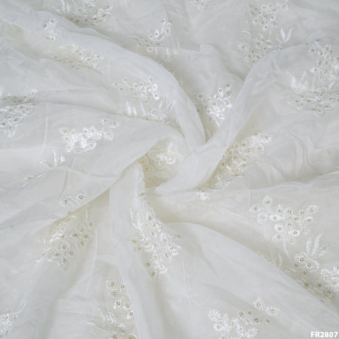 Dyeable Embroidered Sequins Opara Silk - Fabricroot