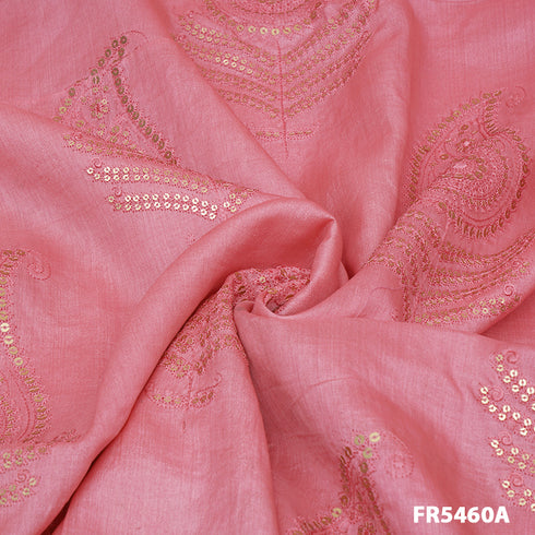 Embroidered Sequins Pure Silk Fabric-FR5460