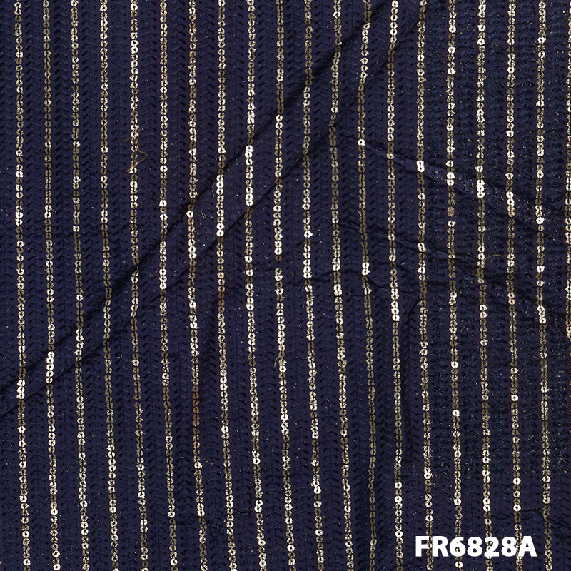 Embroidered Sequins Uppada Silk Fabric-Fr6828