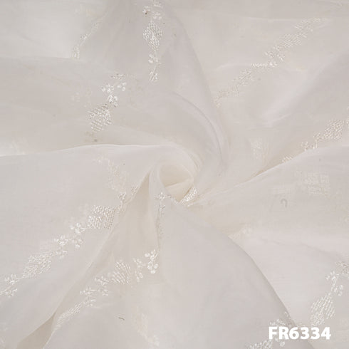 Embroidered Sequins Organza Fabric-FR6334