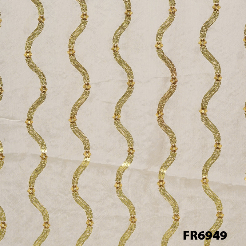 Dyeable Sequins Zari Chiffon Fabric - FR6949