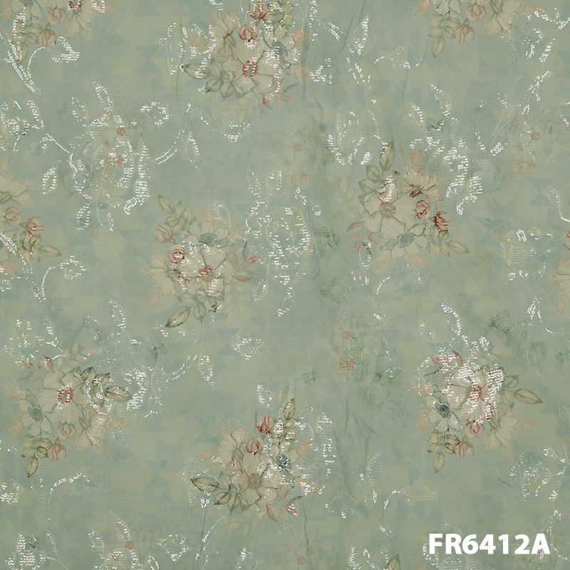 Printed Pani Sequins Organza Fabric-FR6412