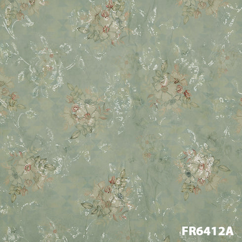 Printed Pani Sequins Organza Fabric-FR6412
