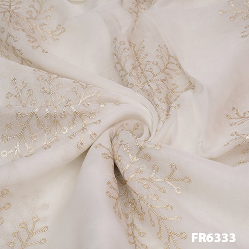 Embroidered Sequins Organza Fabric-FR6333