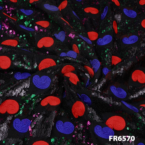 Embroidered Sequins Georgette Fabric-FR6570