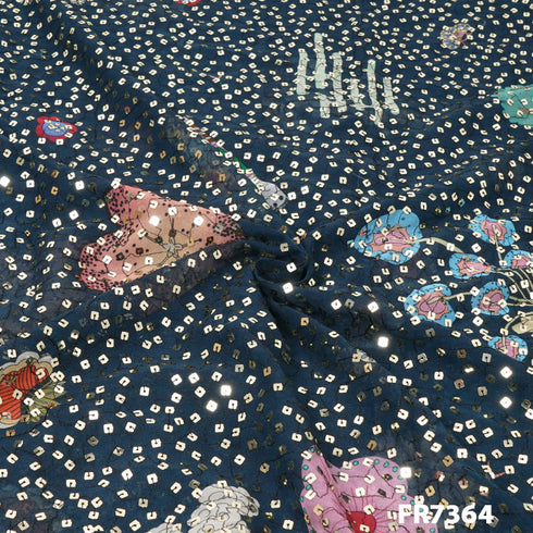 Printed Sequins Pure Viscose Georgette Fabric-Fr7364