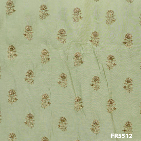 Embroidered Zari Sequins Chanderi Fabric-FR5512