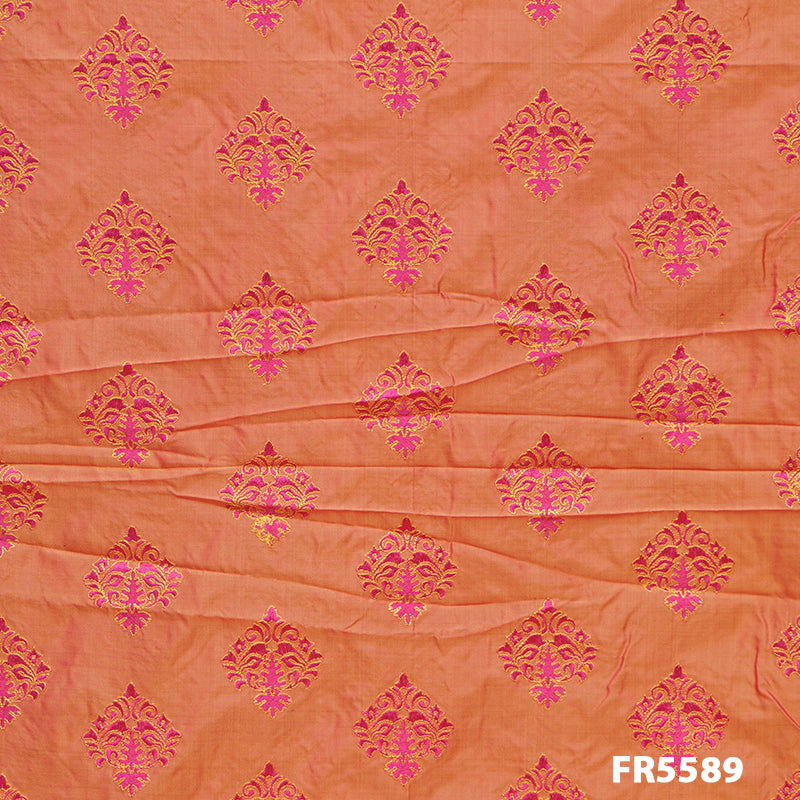 Embroidered Silk Fabric-FR5589