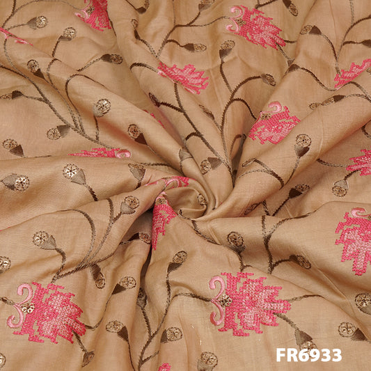 Embroidered Sequins Modal Silk Fabric-FR6933