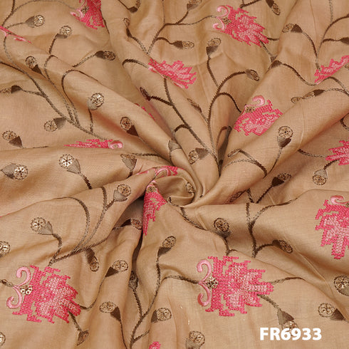 Embroidered Sequins Modal Silk Fabric-FR6933