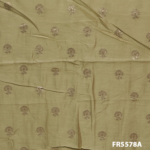 Embroidered Sequins Chanderi Silk Fabric-FR5578
