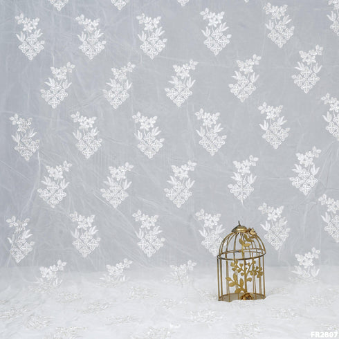 Dyeable Embroidered Sequins Opara Silk - Fabricroot