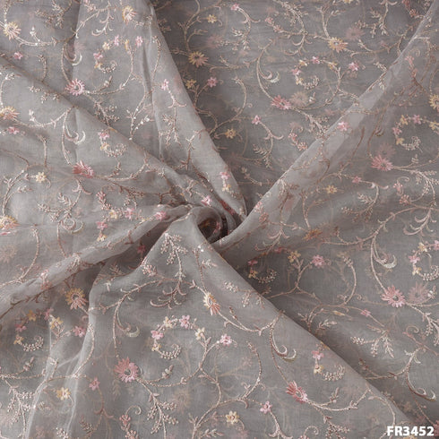 Embroidered Pure Organza Fabric-FR3452