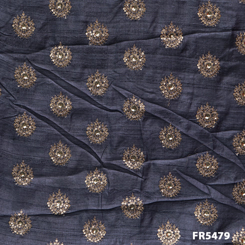Embroidered Sequins on Pure Silk Fabric-FR5479