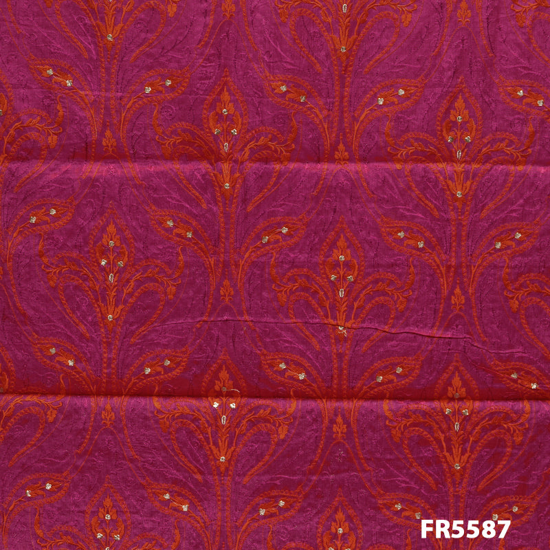 Embroidered Pure Silk Fabric-5587