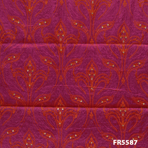 Embroidered Pure Silk Fabric-5587