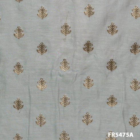 Embroidered Pure Silk Chanderi Fabric-FR5475