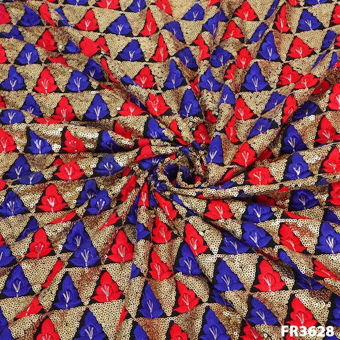 Embroidered Sequins Georgette Fabric-FR3628