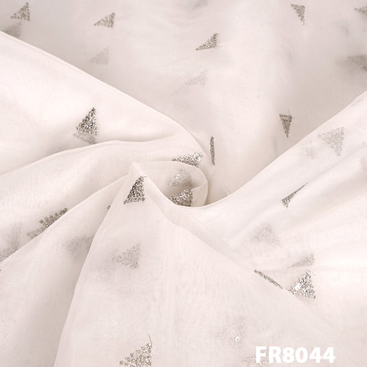 Dyeable Zari Sequins Organza Fabric-FR8044