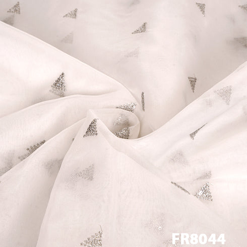 Dyeable Zari Sequins Organza Fabric-FR8044