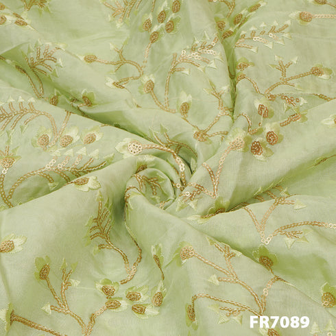 Embroidered Sequins Uppada Silk Fabric-Fr7089