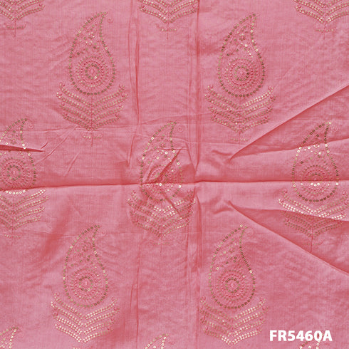 Embroidered Sequins Pure Silk Fabric-FR5460
