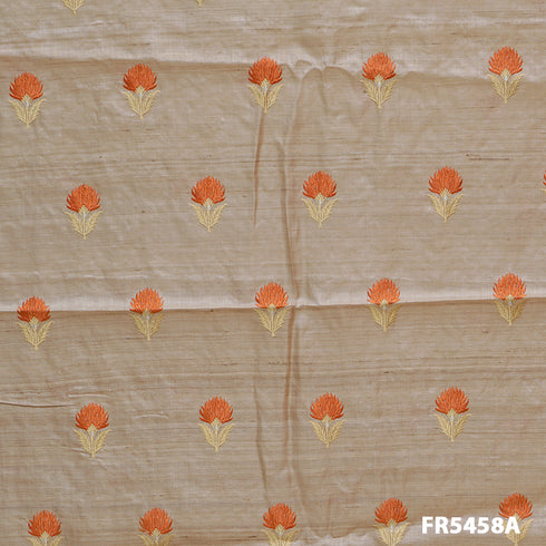 Embroidered Pure Silk Fabric-FR5458