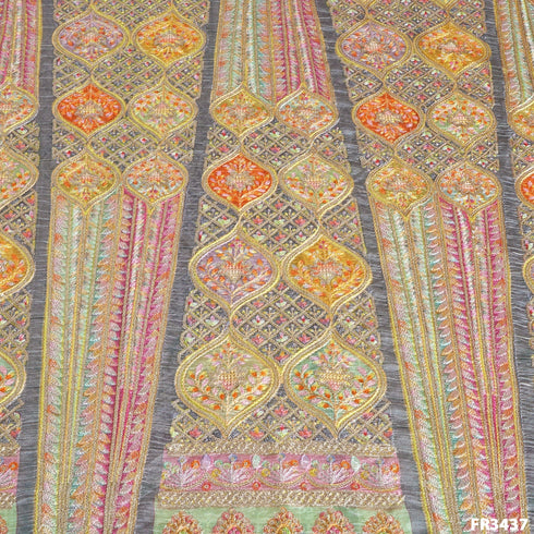 Embroidered Sequins Organza Fabric-FR3437