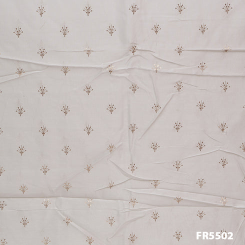 Dyeable Embroidered Zari Sequins Chanderi Fabric-FR5502