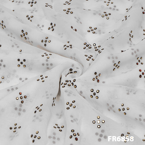 Dyeable Pasted Mukaish Georgette Fabric-FR6858