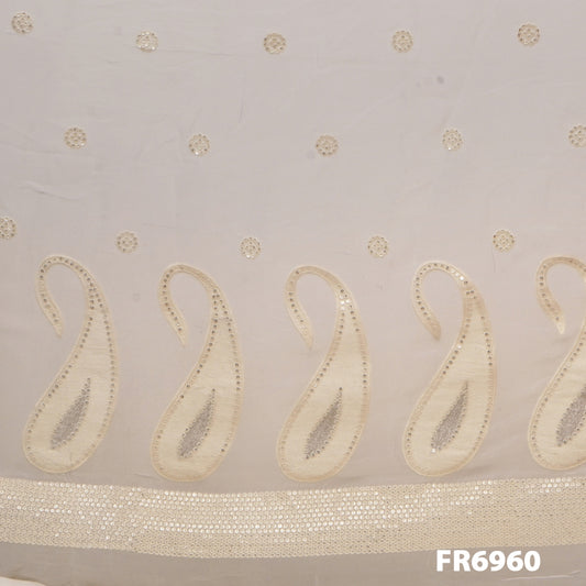 Dyeable Embroidered Sequins Georgette Fabric-FR6960