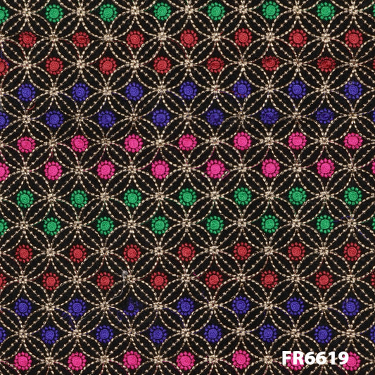 Embroidered Velvet Fabric-FR6619