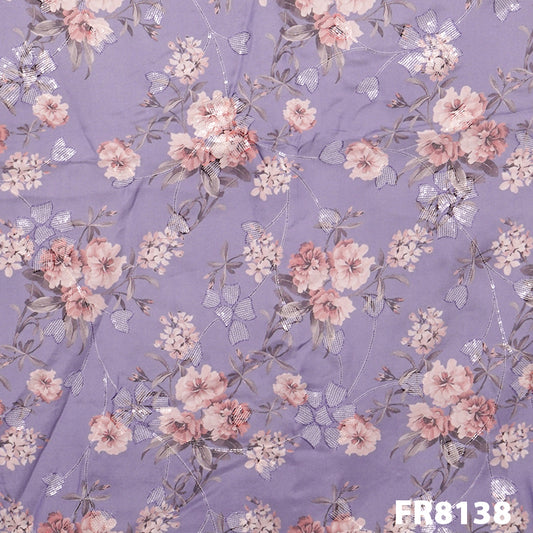 Embroidered Sequins Printed Organza