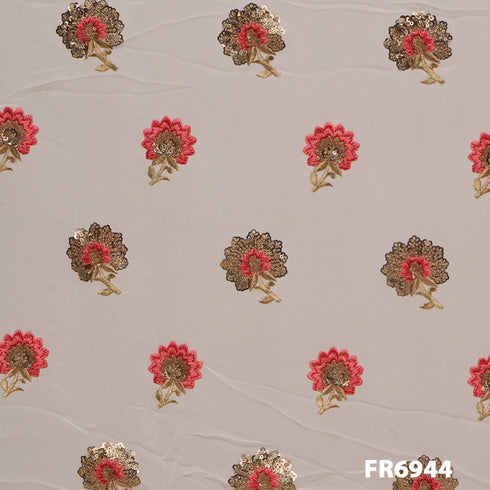 Dyeable Embroidered Sequins Georgette Fabric-FR6944